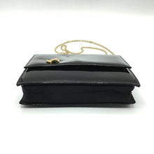 Load image into Gallery viewer, Vintage Waldybag Black Patent Leather Day/Evening/Occasion Bag w/ Gilt And Diamante Buckle Motif And Gilt Chain-Vintage Handbag, Evening Bag-Brand Spanking Vintage