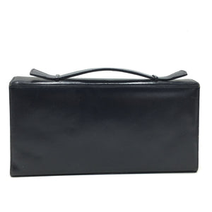 Elegant Vintage 70s Dark Navy Clutch Bag Or Top Handle Bag Handbag By Widegate-Vintage Handbag, Clutch Bag-Brand Spanking Vintage