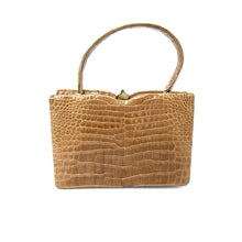 Load image into Gallery viewer, Vintage Handbag In Caramel Crocodile Skin w/ Cream Leather Lining By Riviera Made In England-Vintage Handbag, Exotic Skins-Brand Spanking Vintage