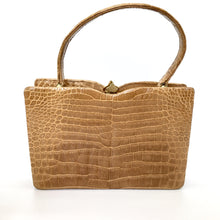 Load image into Gallery viewer, Vintage Handbag In Caramel Crocodile Skin w/ Cream Leather Lining By Riviera Made In England-Vintage Handbag, Exotic Skins-Brand Spanking Vintage