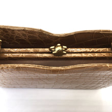 Load image into Gallery viewer, Vintage Handbag In Caramel Crocodile Skin w/ Cream Leather Lining By Riviera Made In England-Vintage Handbag, Exotic Skins-Brand Spanking Vintage