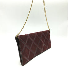 Load image into Gallery viewer, Vintage 70s Suede And Snakeskin Clutch Bag w/ Gilt Chain In Burgundy-Vintage Handbag, Clutch Bag-Brand Spanking Vintage