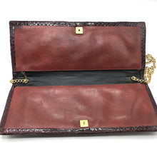 Load image into Gallery viewer, Vintage 70s Suede And Snakeskin Clutch Bag w/ Gilt Chain In Burgundy-Vintage Handbag, Clutch Bag-Brand Spanking Vintage