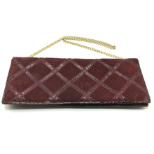 Load image into Gallery viewer, Vintage 70s Suede And Snakeskin Clutch Bag w/ Gilt Chain In Burgundy-Vintage Handbag, Clutch Bag-Brand Spanking Vintage