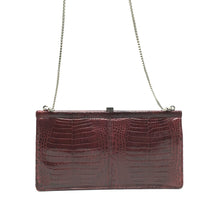 Load image into Gallery viewer, Vintage Claret Crocodile Skin Dainty Handbag w/ Silver Chain Strap By Zorbach Made In Germany-Vintage Handbag, Exotic Skins-Brand Spanking Vintage