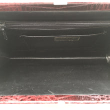 Load image into Gallery viewer, Vintage Claret Crocodile Skin Dainty Handbag w/ Silver Chain Strap By Zorbach Made In Germany-Vintage Handbag, Exotic Skins-Brand Spanking Vintage