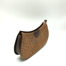 Load image into Gallery viewer, Vintage 70s Crescent Shaped Clutch Bag In Ostrich Skin Embossed Leather And Crocodile-Vintage Handbag, Clutch Bag-Brand Spanking Vintage