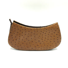 Load image into Gallery viewer, Vintage 70s Crescent Shaped Clutch Bag In Ostrich Skin Embossed Leather And Crocodile-Vintage Handbag, Clutch Bag-Brand Spanking Vintage