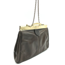 Load image into Gallery viewer, Vintage Letisse Art Deco Chocolate Brown Leather Clutch Or Chain Handle Bag-Vintage Handbag, Clutch Bag-Brand Spanking Vintage