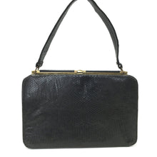 Load image into Gallery viewer, Vintage 40s/50s Black Lizard Skin Handbag w/ Suede Lining-Vintage Handbag, Exotic Skins-Brand Spanking Vintage
