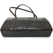 Load image into Gallery viewer, Vintage Glossy Brown 50s Crocodile Handbag By Houghton And Co Of London-Vintage Handbag, Exotic Skins-Brand Spanking Vintage
