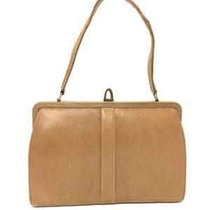 Vintage Mappin & Webb Rare Peach Lizard Skin Classic Ladylike Bag-Vintage Handbag, Exotic Skins-Brand Spanking Vintage