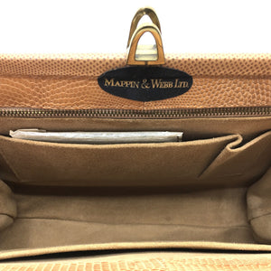 Vintage Mappin & Webb Rare Peach Lizard Skin Classic Ladylike Bag-Vintage Handbag, Exotic Skins-Brand Spanking Vintage