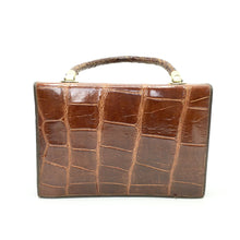 Load image into Gallery viewer, Vintage 70s Crocodile Skin Classic Ladylike Bag In A Rare Rich Brandy Colour In Superb Condition-Vintage Handbag, Exotic Skins-Brand Spanking Vintage