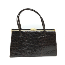 Load image into Gallery viewer, Vintage 50s Crocodile Twin Handled Classic Ladylike Bag w/ Suede Lining-Vintage Handbag, Exotic Skins-Brand Spanking Vintage