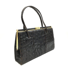 Load image into Gallery viewer, Vintage 50s Crocodile Twin Handled Classic Ladylike Bag w/ Suede Lining-Vintage Handbag, Exotic Skins-Brand Spanking Vintage