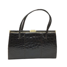 Load image into Gallery viewer, Vintage 50s Crocodile Twin Handled Classic Ladylike Bag w/ Suede Lining-Vintage Handbag, Exotic Skins-Brand Spanking Vintage