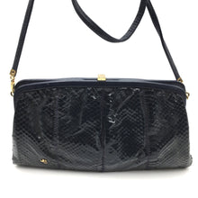 Load image into Gallery viewer, Vintage 70s French Navy Snakeskin And Leather Clutch/Shoulder Bag By Jane Shilton-Vintage Handbag, Exotic Skins-Brand Spanking Vintage
