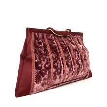 Load image into Gallery viewer, Vintage Burgundy Wine Pink Gold Velvet and Satin Clutch, Evening or Occasion Bag-Vintage Handbag, Clutch Bag-Brand Spanking Vintage

