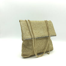 Load image into Gallery viewer, Vintage Gold Lurex And Diamante, Chain Handle Evening Bag-Vintage Handbag, Evening Bag-Brand Spanking Vintage