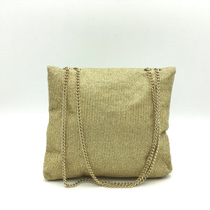Vintage Gold Lurex And Diamante, Chain Handle Evening Bag-Vintage Handbag, Evening Bag-Brand Spanking Vintage