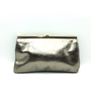 Vintage 80s Gold/Bronze Leather Clutch Bag By Jane Shilton-Vintage Handbag, Clutch Bag-Brand Spanking Vintage