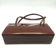 Load image into Gallery viewer, Vintage Elegant Twin Handled Rich Toffee Patent LeatherBag w/ Pristine Beige Suede Lining-Vintage Handbag, Kelly Bag-Brand Spanking Vintage
