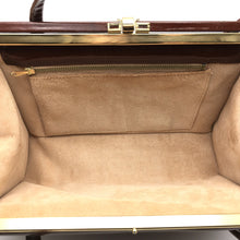 Load image into Gallery viewer, Vintage Elegant Twin Handled Rich Toffee Patent LeatherBag w/ Pristine Beige Suede Lining-Vintage Handbag, Kelly Bag-Brand Spanking Vintage