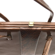 Load image into Gallery viewer, Vintage Dainty handbag In Glossy Toffee Patent Leather w/ Faux Snake Front Panel-Vintage Handbag, Kelly Bag-Brand Spanking Vintage