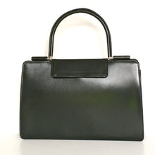 Load image into Gallery viewer, Vintage 60s 70s large slim green leather top handle handbag with silvertone fittings-Vintage Handbag, Kelly Bag-Brand Spanking Vintage