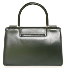 Load image into Gallery viewer, Vintage 60s 70s large slim green leather top handle handbag with silvertone fittings-Vintage Handbag, Kelly Bag-Brand Spanking Vintage