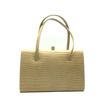 Load image into Gallery viewer, Vintage 60s Leather Classic Ladylike Bag In Beige Faux Crocodile Pattern-Vintage Handbag, Kelly Bag-Brand Spanking Vintage