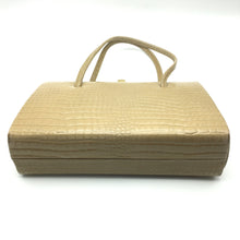 Load image into Gallery viewer, Vintage 60s Leather Classic Ladylike Bag In Beige Faux Crocodile Pattern-Vintage Handbag, Kelly Bag-Brand Spanking Vintage