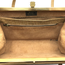 Load image into Gallery viewer, Vintage 60s Leather Classic Ladylike Bag In Beige Faux Crocodile Pattern-Vintage Handbag, Kelly Bag-Brand Spanking Vintage