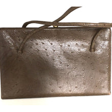 Load image into Gallery viewer, Vintage leather bag, elegant large handbag in faux ostrich, in tobacco brown leather by Waldybag, excellent condition, perfect gift-Vintage Handbag, Kelly Bag-Brand Spanking Vintage