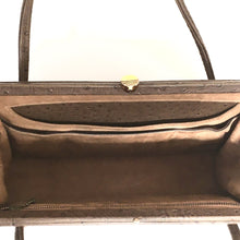 Load image into Gallery viewer, Vintage leather bag, elegant large handbag in faux ostrich, in tobacco brown leather by Waldybag, excellent condition, perfect gift-Vintage Handbag, Kelly Bag-Brand Spanking Vintage