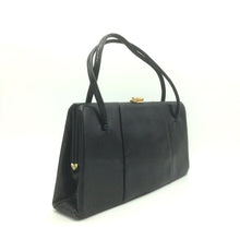 Load image into Gallery viewer, Vintage 50s Wide Slim BlackWaldybag in Lizard Skin Made in England-Vintage Handbag, Exotic Skins-Brand Spanking Vintage