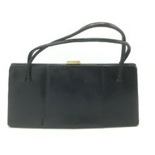 Load image into Gallery viewer, Vintage 50s Wide Slim BlackWaldybag in Lizard Skin Made in England-Vintage Handbag, Exotic Skins-Brand Spanking Vintage