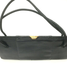 Load image into Gallery viewer, Vintage 50s Wide Slim BlackWaldybag in Lizard Skin Made in England-Vintage Handbag, Exotic Skins-Brand Spanking Vintage