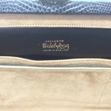 Load image into Gallery viewer, Vintage 50s Wide Slim BlackWaldybag in Lizard Skin Made in England-Vintage Handbag, Exotic Skins-Brand Spanking Vintage