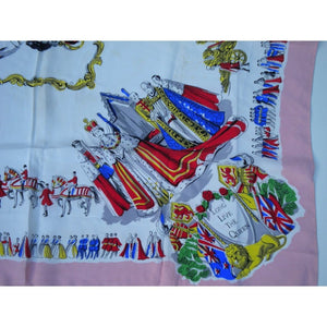 Large Scarf Commemorating The Coronation Of Queen Elizabeth II In 1953 In Vibrant Colours-Scarves-Brand Spanking Vintage
