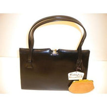 Load image into Gallery viewer, Stunning Vintage Boxed And Unused Large Black Leather Classic Ladylike Bag w/ Matching Suede Coin Purse By Waldybag-Vintage Handbag, Large Handbag-Brand Spanking Vintage