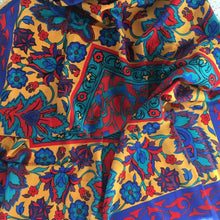 Load image into Gallery viewer, Vintage 1980s Liberty Of London Large Varuna Wool Scarf, Shawl, Wrap By Liberty Vibrant Blue, Yellow And Red, Stunning Art Nouveau Design-Scarves-Brand Spanking Vintage