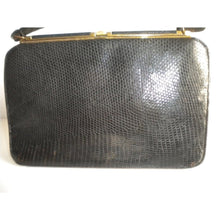 Load image into Gallery viewer, Vintage 40s/50s Black Lizard Skin Handbag w/ Suede Lining-Vintage Handbag, Exotic Skins-Brand Spanking Vintage
