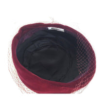 Load image into Gallery viewer, Vintage 50s Burgundy Velvet Pill Box Hat w/ Veil From C&A-Accessories, For Her-Brand Spanking Vintage