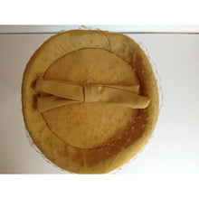 Load image into Gallery viewer, Vintage 50s Elegant Mustard/Yellow Pillbox Hat w/ Net And Bow To The Top-Accessories, For Her-Brand Spanking Vintage