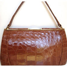 Load image into Gallery viewer, Vintage 50s Exquisite Caramel Crocodile Skin Bag w/ Matching Coin Purse And Mirror By Fassbender-Vintage Handbag, Exotic Skins-Brand Spanking Vintage