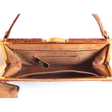 Load image into Gallery viewer, Vintage 50s Exquisite Caramel Crocodile Skin Bag w/ Matching Coin Purse And Mirror By Fassbender-Vintage Handbag, Exotic Skins-Brand Spanking Vintage
