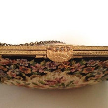 Load image into Gallery viewer, Vintage 50s Petit Point Evening Bag w/ Gilt Chain, Satin Lining And Matching Satin Backed Mirror-Vintage Handbag, Evening Bag-Brand Spanking Vintage