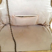 Load image into Gallery viewer, Vintage 50s Petit Point Evening Bag w/ Gilt Chain, Satin Lining And Matching Satin Backed Mirror-Vintage Handbag, Evening Bag-Brand Spanking Vintage